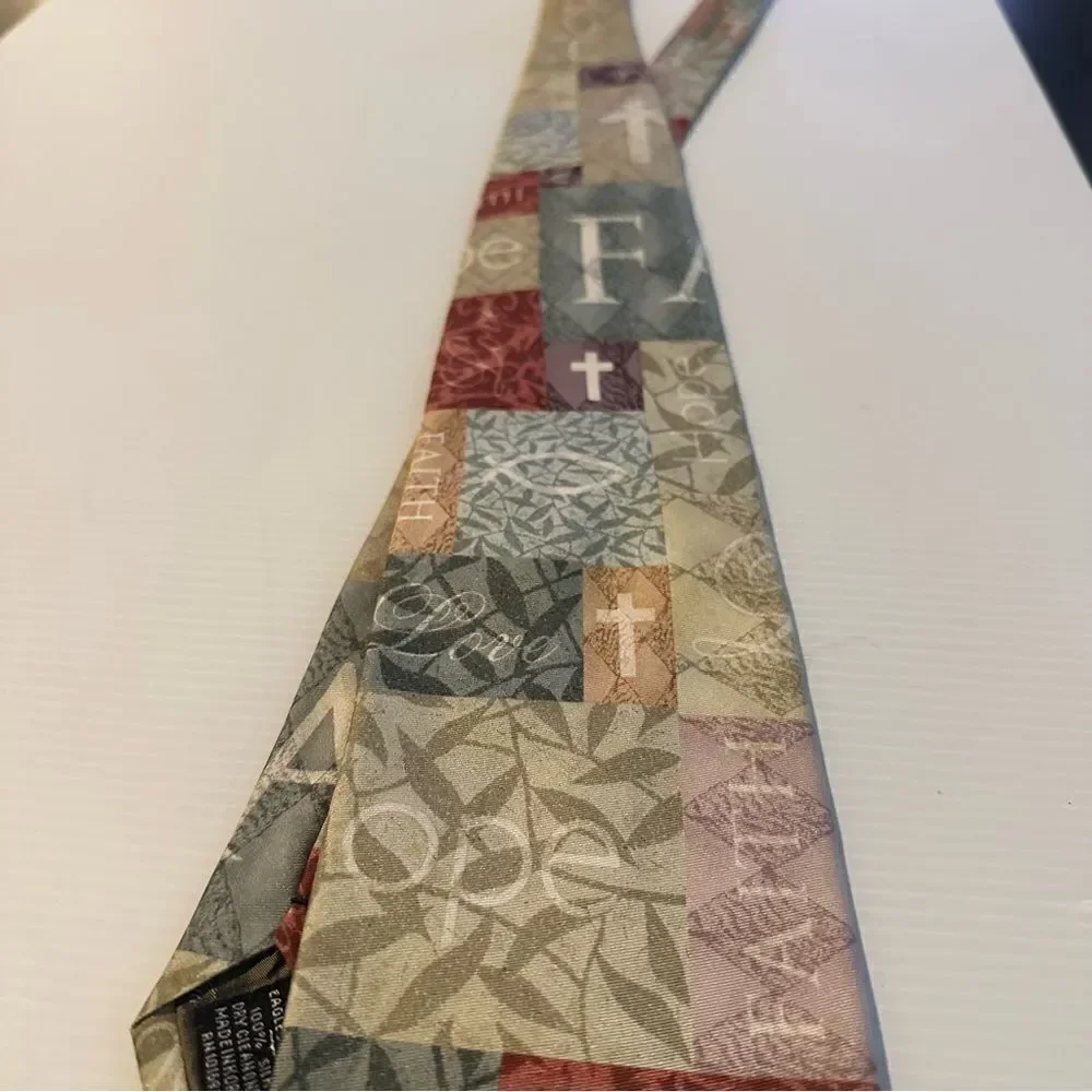 EAGLE WINGS FAITH, HOPE, LOVE Men’s tie 100% silk